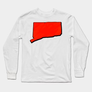 Bright Red Connecticut Outline Long Sleeve T-Shirt